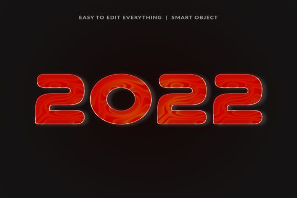 2022 New Year Glossy 3d Text Effect