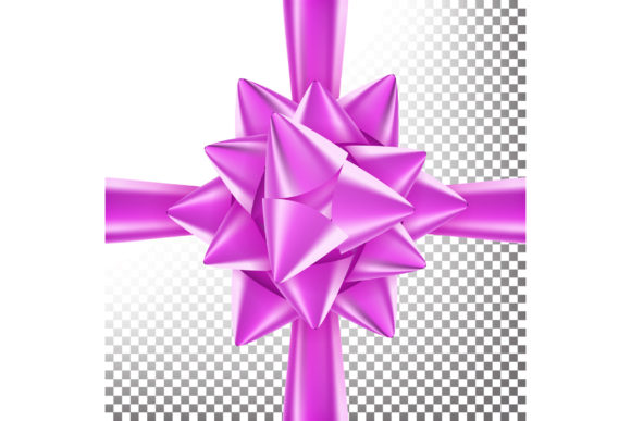 3D Bow Ribbon Vector. Beautiful Bright
