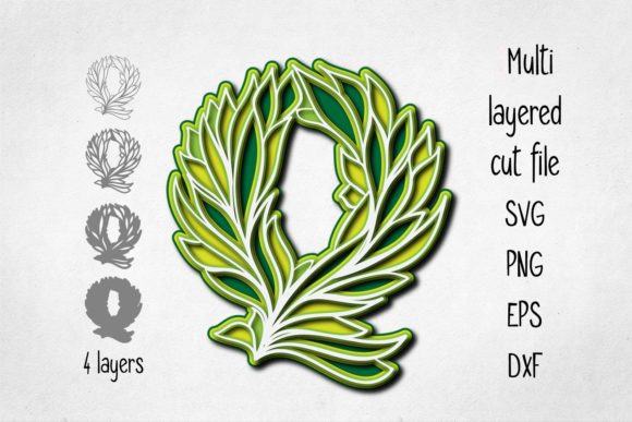3D Layered Alphabet Letter Q