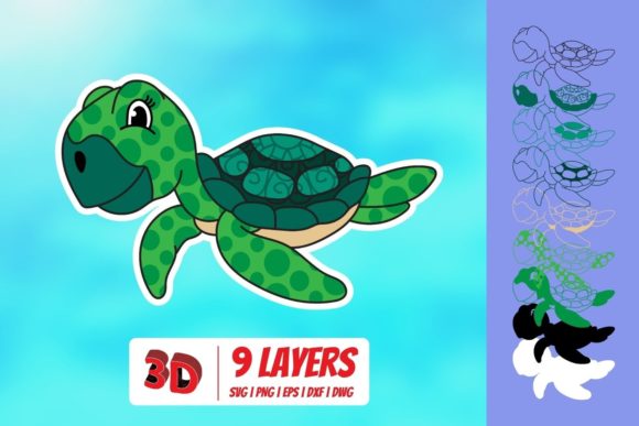 3D Sea Turtle SVG