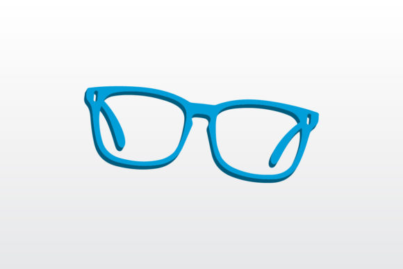 3D Style Blue Gradient Eyeglasses Icon