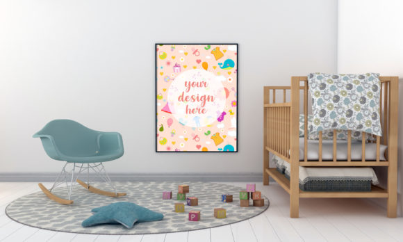 A 3D Rendering of a Modern Kids Bedroom: Elevating Your Brand with Interior Wall Mockups