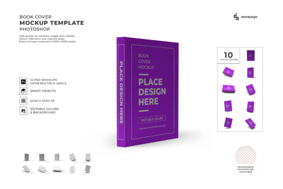 Book Cover 3D Mockup Template Bundle Set