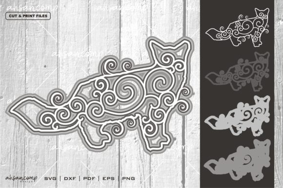 Cat Vector 4 SVG 3D Layered Design