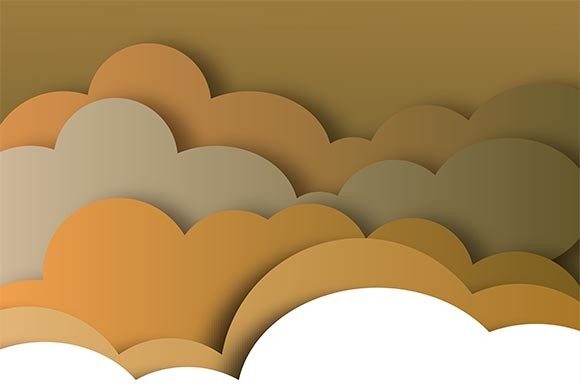 Editable 3D Gray Clouds Paper Cutout