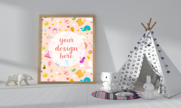 Modern Kids Bedroom 3D Wall Mockup