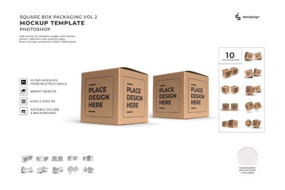 Square Box Packaging 3D Mockup Bundle 2